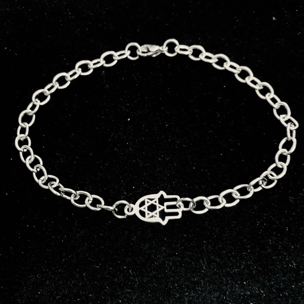 Men’s Hamsa Hand/Star of David chain bracelet - Picture 3 of 4